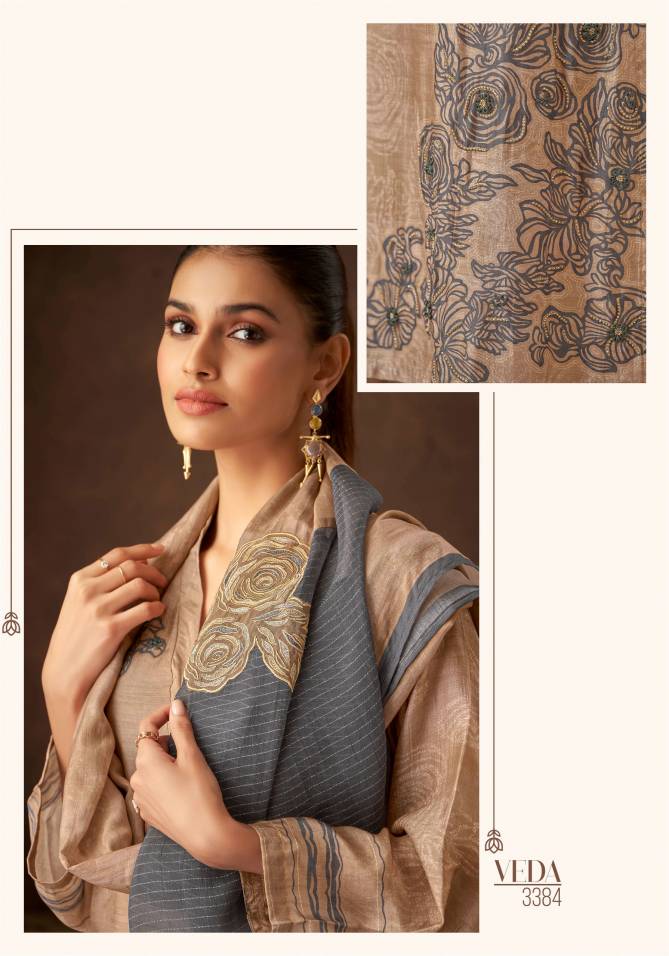 Veda By Sahiba Muslin Silk Handwork Digital Printed Dress Material Wholesale Price In Surat
